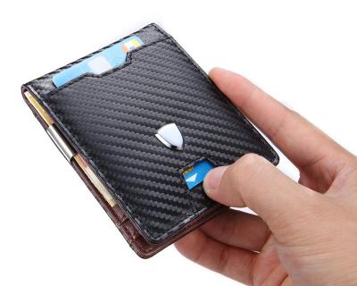 China 2020 Mens Biofold Wallet Carbon Fiber RFID Blocking RFID Blocking New Stand Leather Bifold Wallet Credit Card Gift Promotional Wallet Best For Men Husband Father for sale