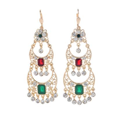 China Wholesale Vintage CLASSIC Gold Plated Ethnic Style Bohemian Crystal Earrings For Women for sale