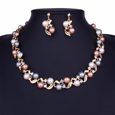 China Fashionable BOHEMIA Originality Melts Chromatic Bohemia Style Lady Pearl Necklace Earring Set for sale