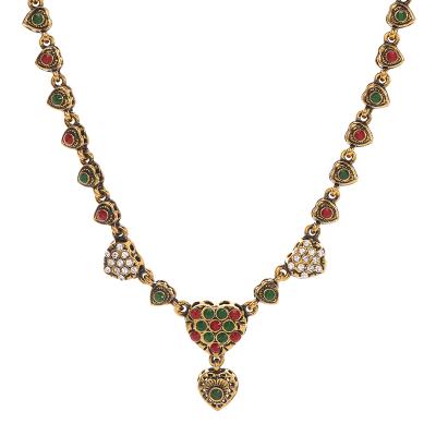 China Vintage Ethnic Style Gem Pendant Necklace Bohemian Fashion Heart Shaped Pendant Necklace For Women for sale