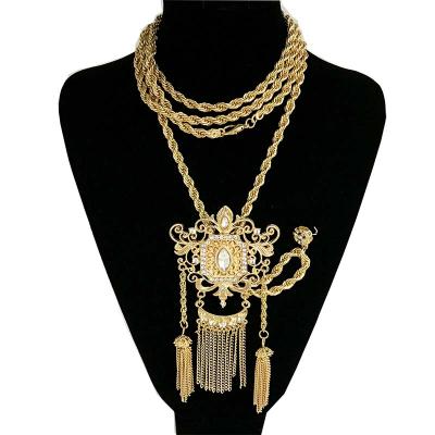 China Vintage Algeria Women Jewelry Large Necklace Accessories Ethnic Sweater Chain Pendant Necklace for sale