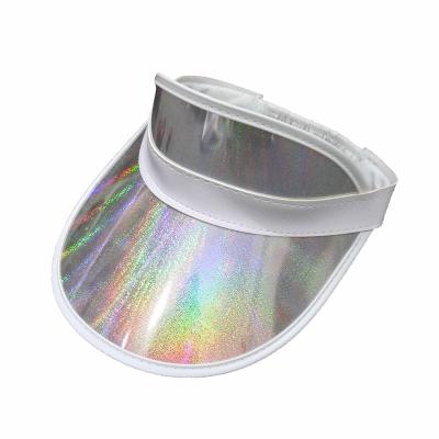 China Character fashion portable plastic PVC protective sun visor UV hat with fancy shinning silver hardware for sale