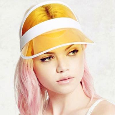 China Character Summer Beach PVC Transparent Plastic Sun Visor Hat Sun Visor UV Protection for sale