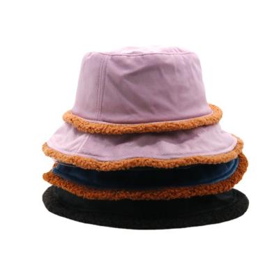 China Custom Terry Cheap High Quality Purple Winter Character Double Brim Hats Luxury Bucket Hat For Winter for sale