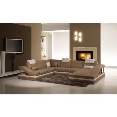 China Evergo Modular European Fashion Living Room Corner Real Leather Sofas for sale