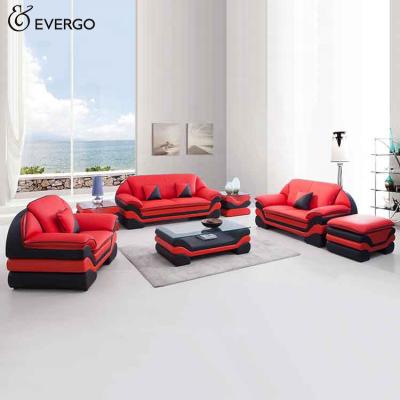 China Home Modular Original Design Furniture Red Leather Sofa Living Room Set for sale