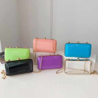 China Fashion INS Girl's Shoulder Acrylic Clear PVC Jelly Bag The Small Clip The Messenger Chain Handbag for sale