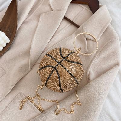 China Mini Round Tote Shoulder Messenger Bag Fashion Women Small Basketball Evening Handbags Female PVC Bag for sale