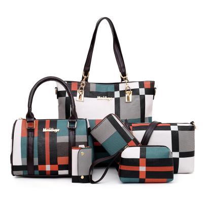 China Fashion Fashion Ladies Bag Sets 6 Handbags In 1 Handbag For Women Women Shoulder Bag Plaid Shoulder Bags for sale