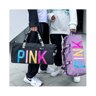 China Fashion Large Capacity Wholesale Gym Letter Business Travel Laundry Bag Waterproof Sports Pink Sequins Bag For Duffel Bag for sale