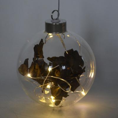 China Europe DIY Clear Glass Ball With LED Light Christmas Tree Hanging Decoration for sale