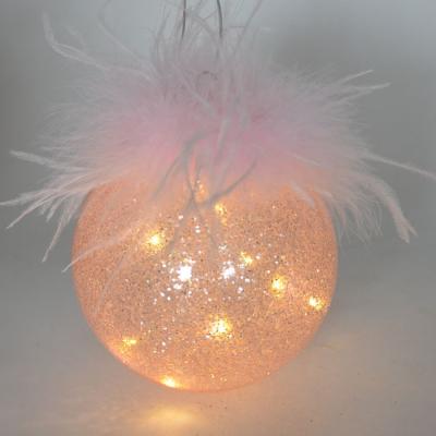 China Christmas Decoration Or Gift Christmas Ornament LED Lights Christmas Glass Ball With Glitter Decoration for sale