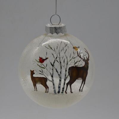 China Europe 80 Mm Clear Glass Snow Ball With Reindeer For Christmas Decoration for sale