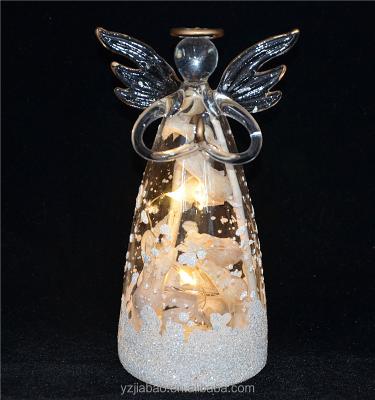 China Christmas decoration or gift hand blown glass angel with led light for home decoration for sale