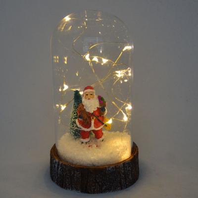 China Europe Santa Claus in Bell Glass Domes with Led Light for Christmas Decoration for sale