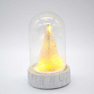 China Europe glass dome with base and led christmas tree decoration for sale