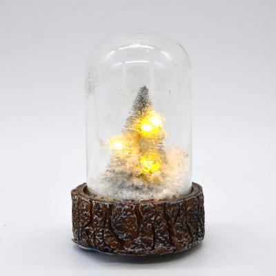 China Europe Clear LED Glass Dome With Base And Christmas Tree Decoration for sale