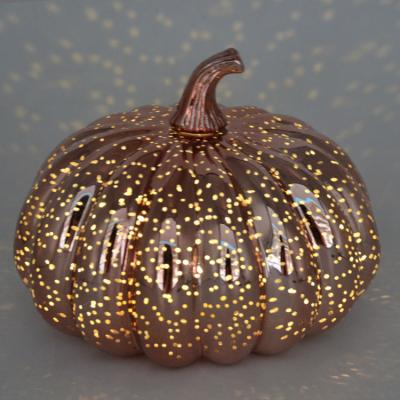 China Europe Hand Blown Glass Pumpkin With Led Light For Halloween Decoration for sale