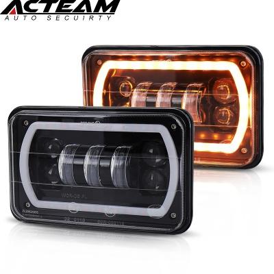 China ABS ACTEAM 4x6 5 inch 55W beam drl high low 60 watt car led headlights lights truck lighting system for truck for sale