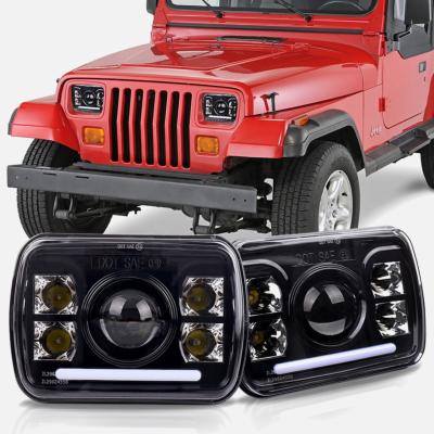 China PC ACTEAM ip67 6500K 5x7 inch rectangle 60W waterproof car for JEEP YJ offroad truck led atv headlight for sale