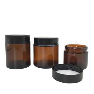 China Matte amber cosmetic jar 5g 10g 15g 20g 30g 50g 100g cosmetic amber glass cream jar cream jar cosmetic glass jars for sale