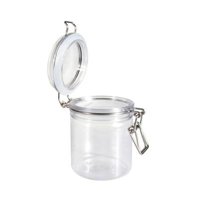 China Good Price 500ml PET Plastic Food Storage Jar With Flip Top Lid For Food Cookie Honey for sale