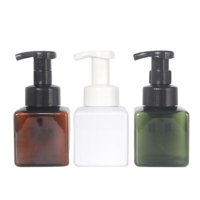 China 250ml color cosmetic square PET detergent hand soap shampoo plastic facial foam pump bottle homehold for sale