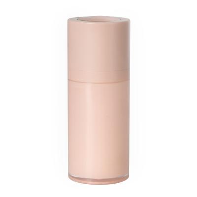 China Cosmetic Pink Round Acrylic Airless Plastic Turn Airless Bottle For for sale