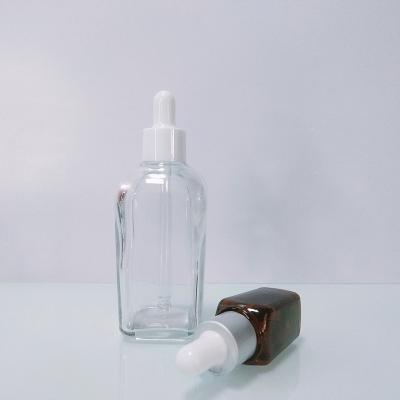 China 10ml 20ml 30ml 50ml 100ml Cosmetic Square Amber Essential Oil Bottles With Droppers for sale