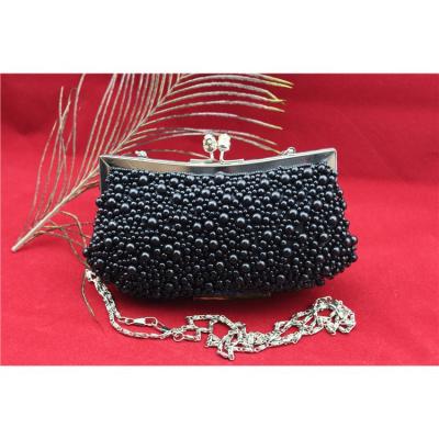 China India Retro Clutch Handmade Black Beaded Clutch Bag For Women for sale