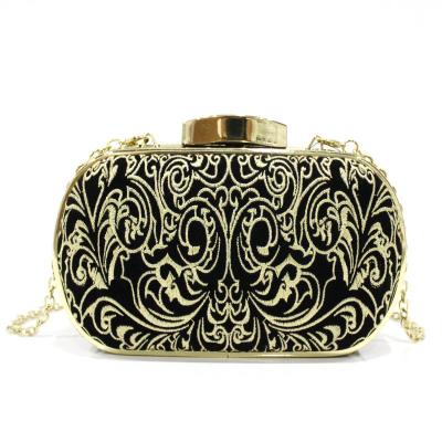 China Wholesale High Quality Black Satin Evening Bags High End Printing Indian Clutch Purses for sale