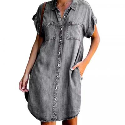 China 2022 New Customer Summer New Customer Logo Jean Denim Dresses Women's Loose Shirt Anti-Static for sale