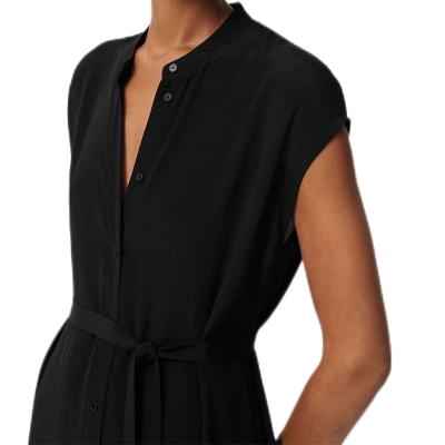 China Customer A line comfortable anti-static black dress shirt dresses casual simple women for sale