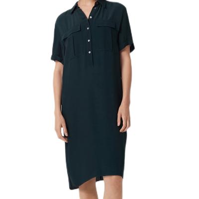 China New Shirt Anti-static Simple Black Midi Dress Summer Elegant Dresses For Women Casual for sale