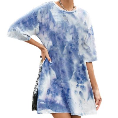 China Anti-Wrinkle Shopper 100% Cotton Printed Tie Dye Over Plus Size Women Graphic Tees Plus Size Tees for sale