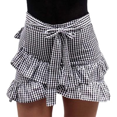 China 2022 anti-static new design cotton grid ruffled cute skirts hot girls in short skirt girls skirts for sale