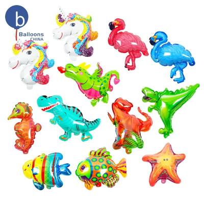 China Gift Toy Animal Series Self Inflating Foil Balloon Party Decoration Kids Play With Stick for sale