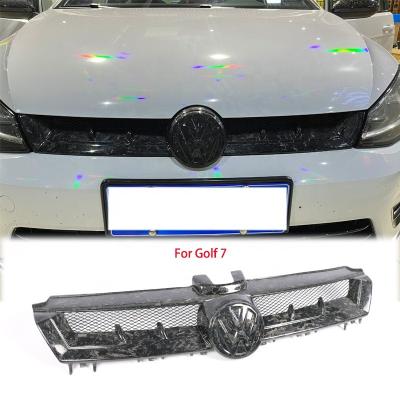 China Carbon Fiber For 2014 2017 Volkswagen Golf 7 MK7 Real Carbon Fiber Radiator Grills Front Bumper Center Grille Hood Upper For 7/GTI/R for sale