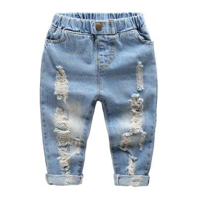 China Breathable cotton washed jeans kids casual sport ripped denim kids jeans pants for boys for sale