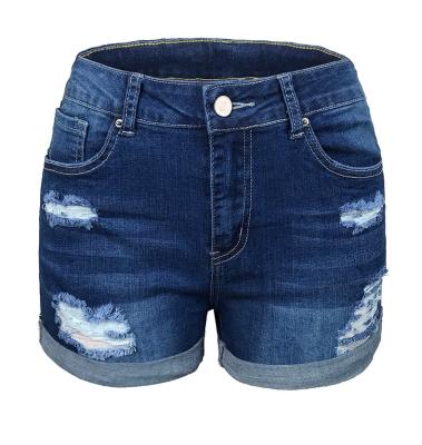 China Breathable Wholesale High Waist Women Denim Shorts 2022 Button Jeans Womens Denim Shorts for sale