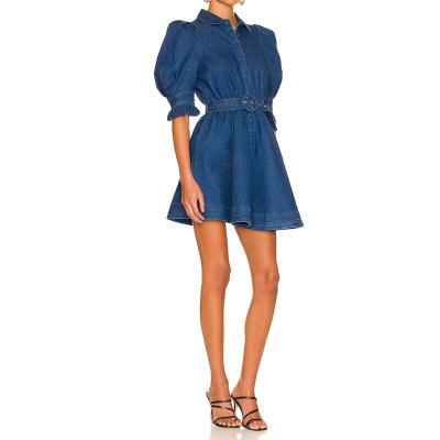 China Wholesale Supplier China Breathable Ladies Dress Denim Dress Short Sleeve Dresses Casual Women for sale