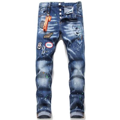 China Breathable Custom Jeans Stacked Man Distressed Straight Jeans Washed Slim Men Fashion Jeans for sale