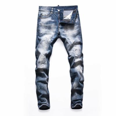 China Breathable Streetwear Stacked Jeans Mens Washed Jeans Ripped Skinny Slim Fit Black Jeans For Men for sale