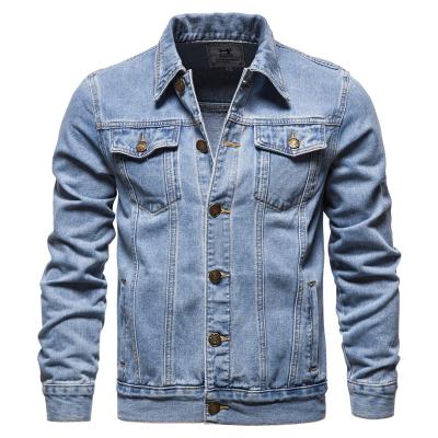 China High Quality Plus Size Outdoor Men's Breathable Jacket OEM Denim Sleeve Lattice Jacket Long Light Blue for sale