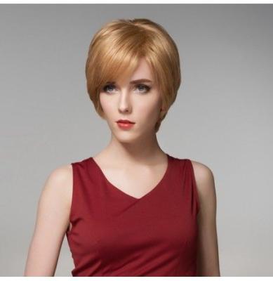 China Silky Straight Hair Wholesale Mono Honey Blonde Color Short Front Wig Chinese Remy Hair Wigs For Men or Women for sale