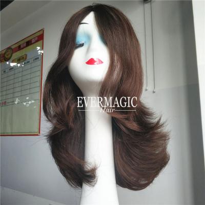 China Wholesale Price Chestnut Color Wave Virgin Super Natural Straight Human Hair Wig Medical Wave Wig For Someone Need for sale