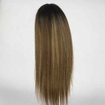 China Silky Straight Wave Highlights Virgin Balayage Monofilament Wig Hair Silicone Topper With Clips For Hair Thinning Women for sale