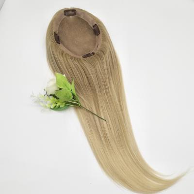 China European Hair 100% Human Hair Topper For Women Hair Mono Balayage Hairpiece Blowout Hairpiece For Women for sale