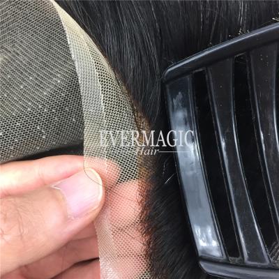 China Free Style Wholesale Price Stock 1B30# Color 1B With White Hair Full Lace Base Virgin Human Hair Toupee Wig For Men for sale