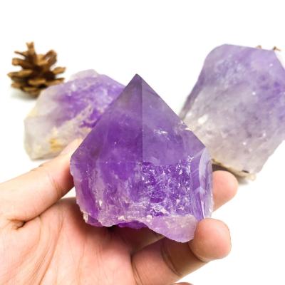 China China Beauty Natural Amethyst Stem Specimen Healing Point Crystal Therapy Stones for sale